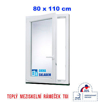 Kunststofffenster | 80x110 cm (800x1100 mm) | weiß | Dreh-Kipp-Fenster | links