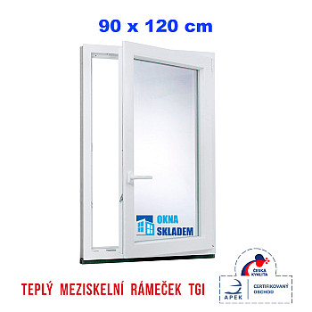 Kunststofffenster | 90 x 120 cm (900 x 1200 mm) | weiß | Dreh-Kipp-Fenster | rechts