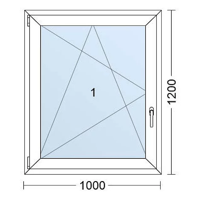 Jednokrídlové Plastové okno | 100x120 cm (1000x1200 mm) | Ľavé | Biele / Antracit