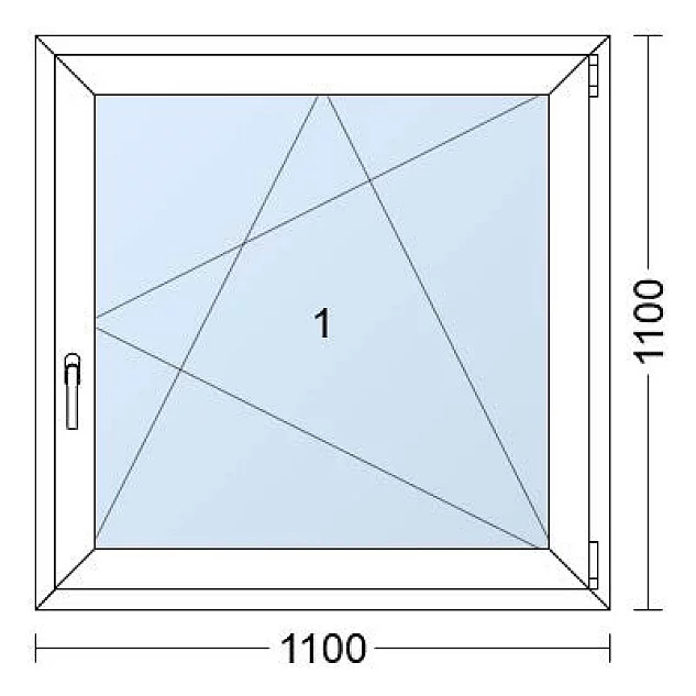 Jednokrídlové Plastové okno | 110x110 cm (1100x1100 mm) | Pravé| Biele / Antracit