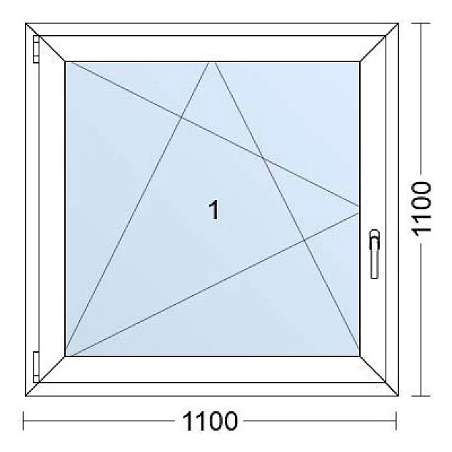 Jednokrídlové Plastové okno | 110x110 cm (1100x1100 mm) | Ľavé | Biele / Antracit