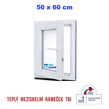 Plastové okno | 50 x 60 cm (500 x 600 mm) | Bílé / Antracit |otevíravé i sklopné | levé
