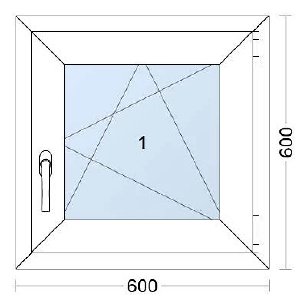 Jednokrídlové Plastové okno | 60x60 cm (600x600 mm) | Pravé| Biele / Antracit