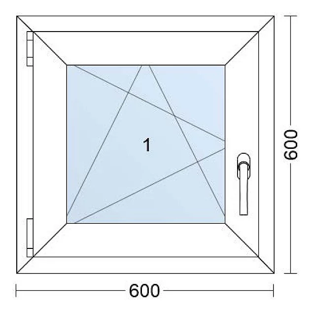 Jednokrídlové Plastové okno | 60x60 cm (600x600 mm) | Ľavé | Biele / Antracit