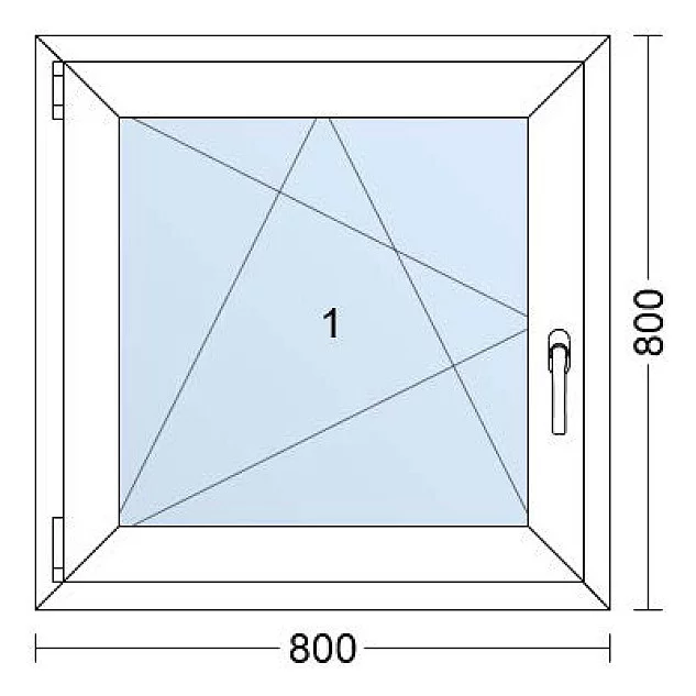 Jednokrídlové Plastové okno | 80x80 cm (800x800 mm) | Ľavé | Biele / Antracit