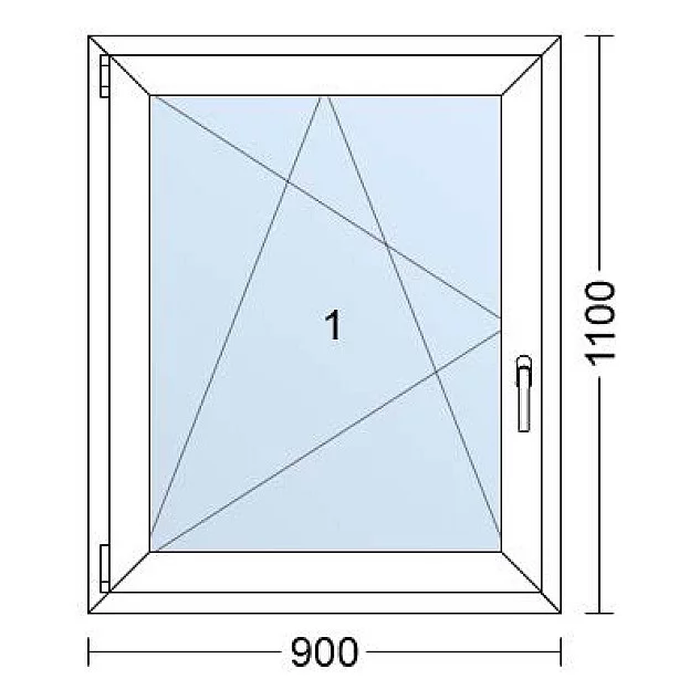 Jednokrídlové Plastové okno | 90x110 cm (900x1100 mm) | Ľavé | Biele / Antracit