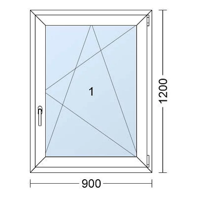 Jednokrídlové Plastové okno | 90x120 cm (900x1200 mm) | Pravé| Biele / Antracit