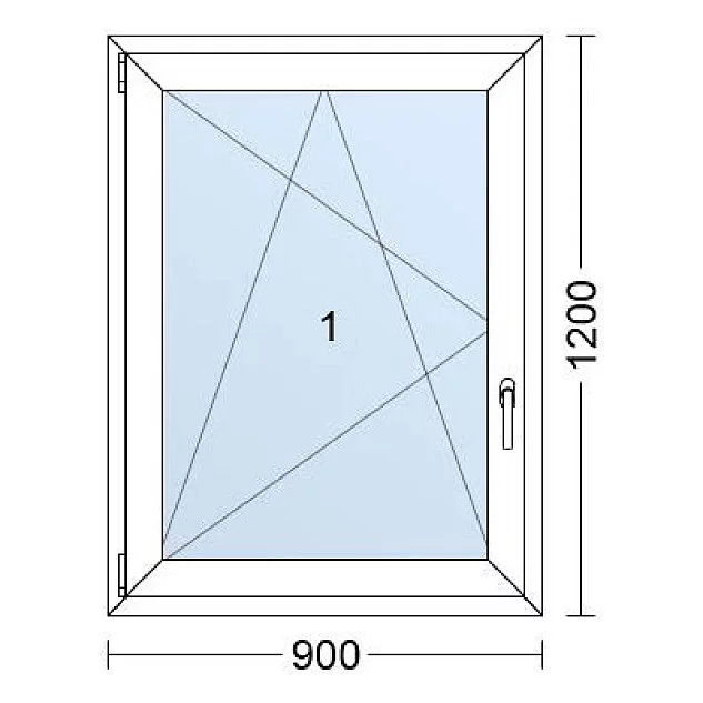 Jednokrídlové Plastové okno | 90x120 cm (900x1200 mm) | Ľavé | Biele / Antracit