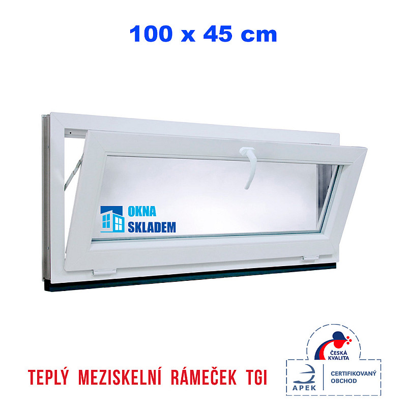 Plastové okno | 100x45 cm | Biele | Sklopné Plastové okno | 100x45 cm | Biele | Sklopné
