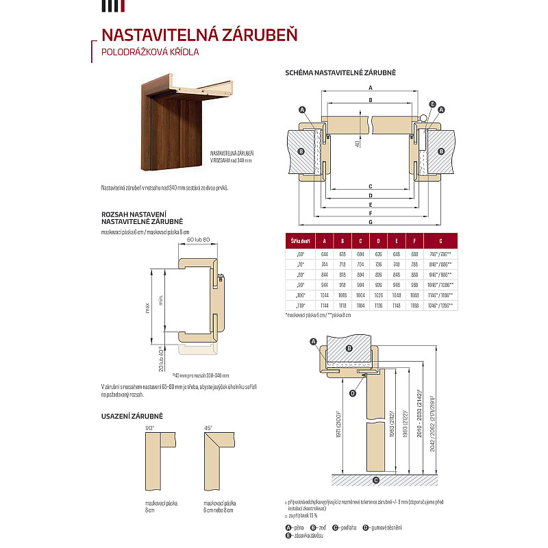 Türzargen für standard-Falztüren - 210 cm Türzargen für standard-Falztüren - 210 cm