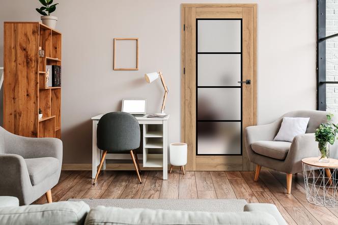Dvere MISKANT 6 Dub natur Premium, kľučka CUBE v čiernej matnej farbe