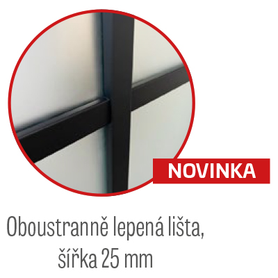 Obojstranne lepená lišta so šírkou 25 mm